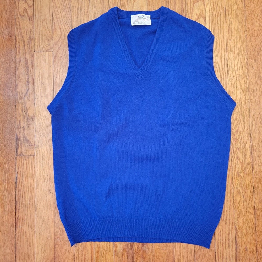 Lord Jeff L Blue V Neck Virgin Australian Lambswool Vest USA Winter‎ Layering